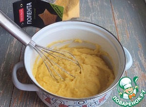 Мясо, запеченное с овощами и полентой