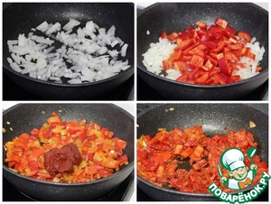 Полента, запеченная с фаршем