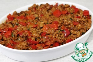 Полента, запеченная с фаршем