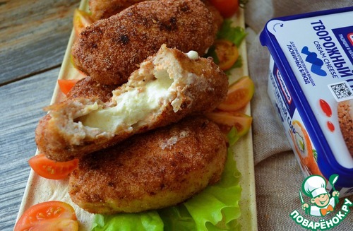 Рыбные котлеты с творожно-сливочной начинкой Рыбные котлеты с творожно-сливочной начинкой