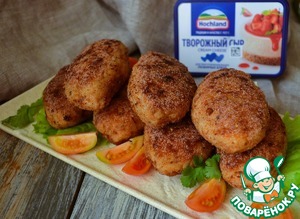 Рыбные котлеты с творожно-сливочной начинкой Рыбные котлеты с творожно-сливочной начинкой