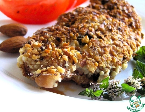 Шницель с мятой, миндалем и кедровыми орешками