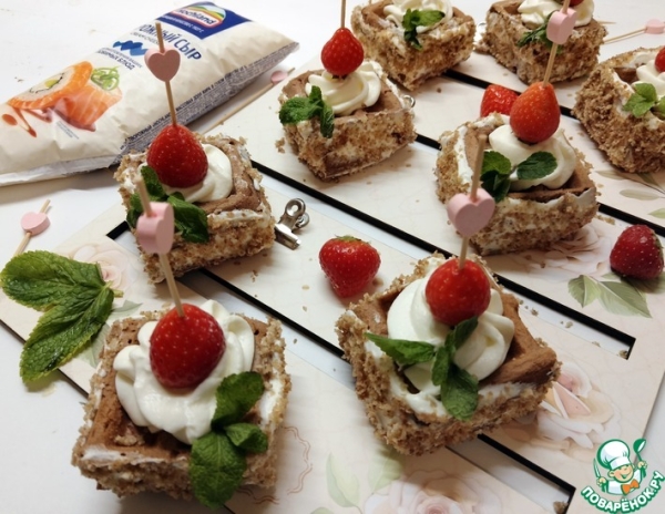 Шоколадные мини-вафли с кремом-чиз