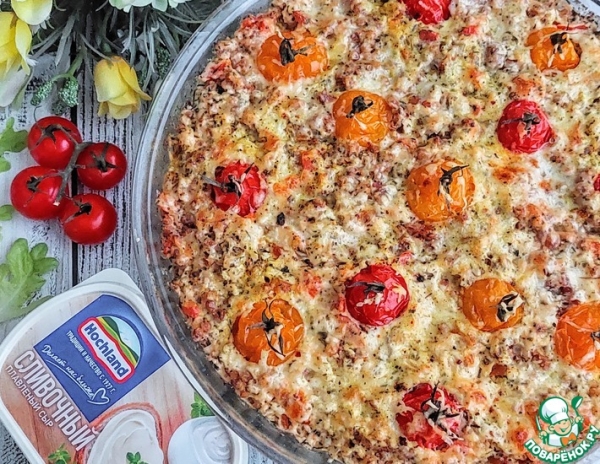 Сливочная гречка с курицей в духовке