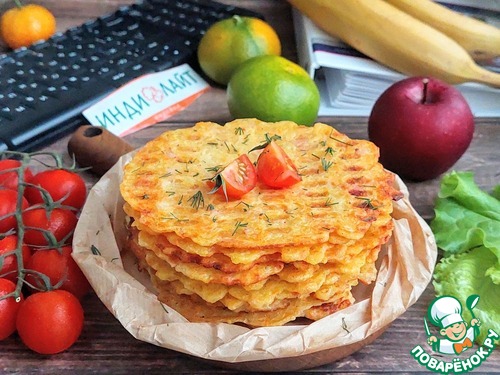 Тонкие картофельные вафли с ветчиной Тонкие картофельные вафли с ветчиной