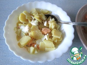 Винегрет из картофеля и фаршированного перца