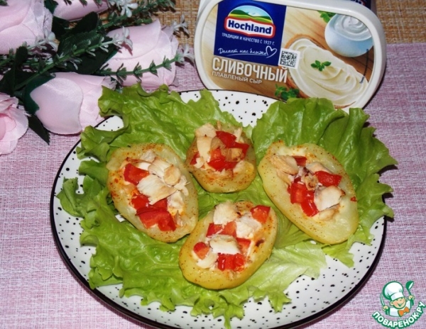 Вкусный фаршированный картофель с плавленым сыром