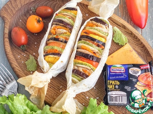 Запеченные овощи с курицей и сыром