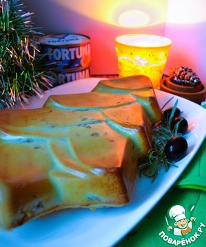 Заливной пирог с тунцом и жареным луком