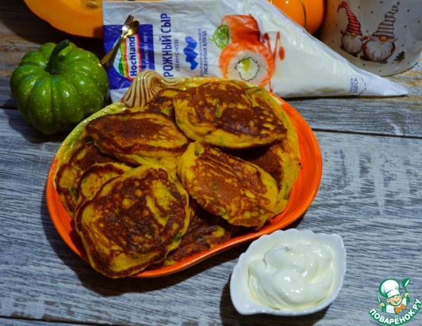 Тыквенно-шпинатные оладьи на творожном сыре Тыквенно-шпинатные оладьи на творожном сыре