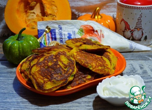 Тыквенно-шпинатные оладьи на творожном сыре Тыквенно-шпинатные оладьи на творожном сыре