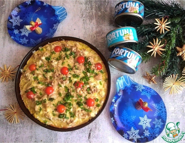 Большой запечённый "драник" с начинкой