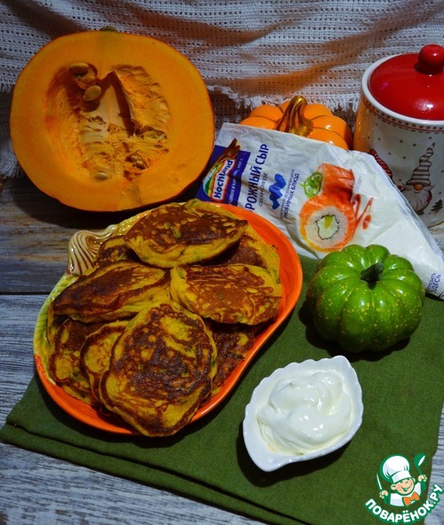 Тыквенно-шпинатные оладьи на творожном сыре Тыквенно-шпинатные оладьи на творожном сыре