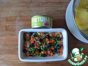 Гратен из картофеля, овощей и тунца