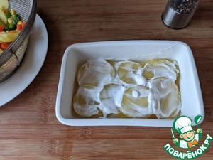 Гратен из картофеля, овощей и тунца