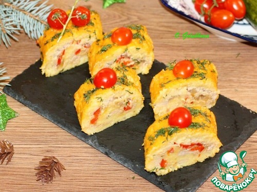 Картофельный рулет с консервированным тунцом Картофельный рулет с консервированным тунцом