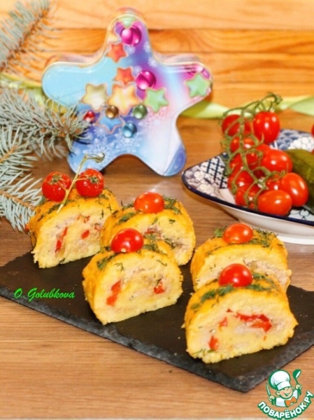 Картофельный рулет с консервированным тунцом Картофельный рулет с консервированным тунцом