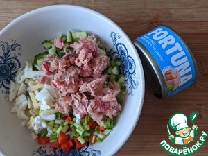 "Оливье" из тунца с васаби-майонезом "Оливье" из тунца с васаби-майонезом