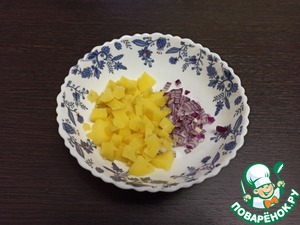 Овощной салат с сырно-чесночной заправкой