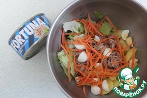 Салат с тунцом и горячей заправкой Салат с тунцом и горячей заправкой