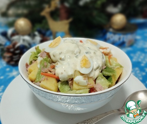 Салат с тунцом и горячей заправкой Салат с тунцом и горячей заправкой