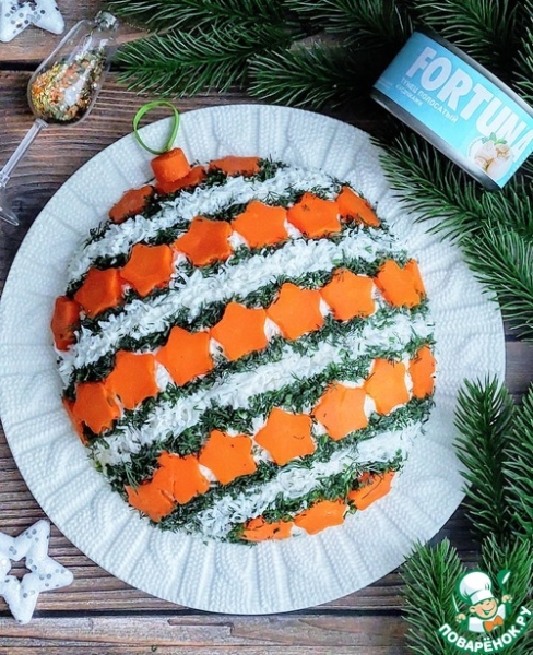 Салат с тунцом "Новогодний шар" Салат с тунцом "Новогодний шар"