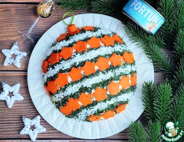 Салат с тунцом "Новогодний шар" Салат с тунцом "Новогодний шар"