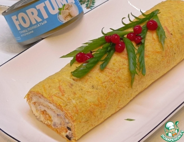 Закусочный морковный рулет Закусочный морковный рулет