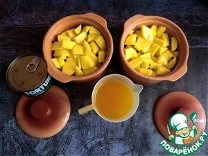 Жаркое в горшочке с тунцом в укропе Жаркое в горшочке с тунцом в укропе