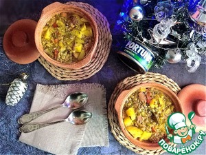 Жаркое в горшочке с тунцом в укропе Жаркое в горшочке с тунцом в укропе