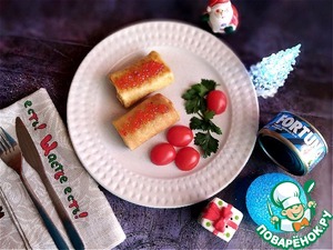 Блины, фаршированные картофелем с тунцом