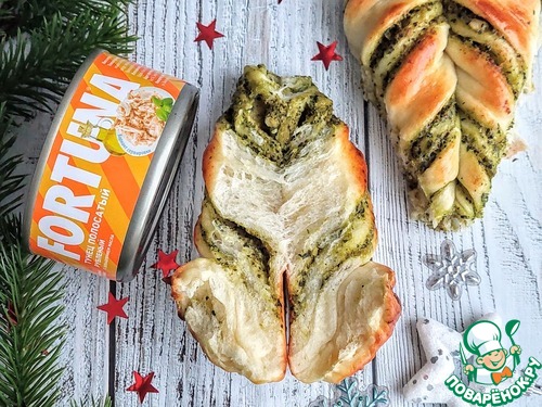 Пирог со шпинатом и тунцом "Снежинка"