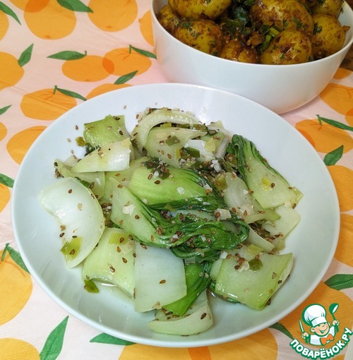 Бок-чой с зелёным луком и кунжутом Бок-чой с зелёным луком и кунжутом