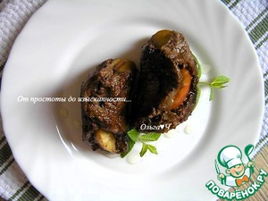 Шницель с яблоком и мятным сиропом Шницель с яблоком и мятным сиропом