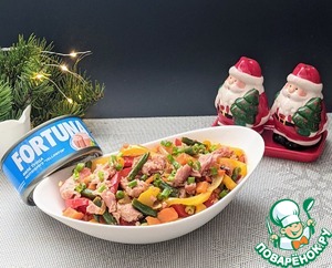 Тёплый салат из овощей и тунца Тёплый салат из овощей и тунца