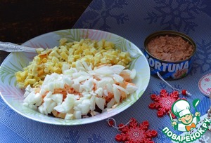 Винегрет с острой капустой и тунцом