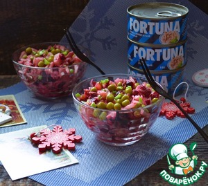 Винегрет с острой капустой и тунцом