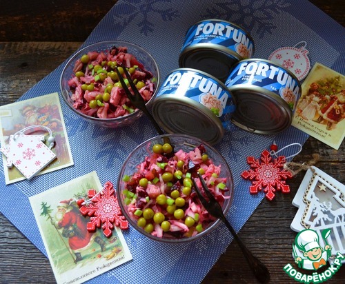 Винегрет с острой капустой и тунцом