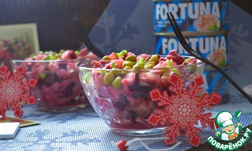 Винегрет с острой капустой и тунцом