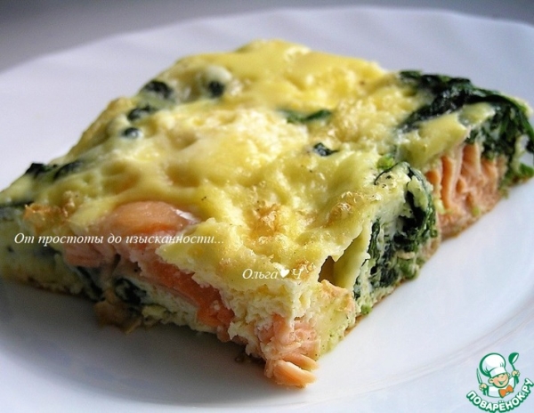 Фриттата с лососем и шпинатом