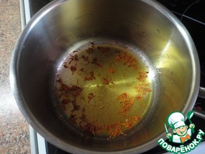 Морской окунь с грибами и пореем