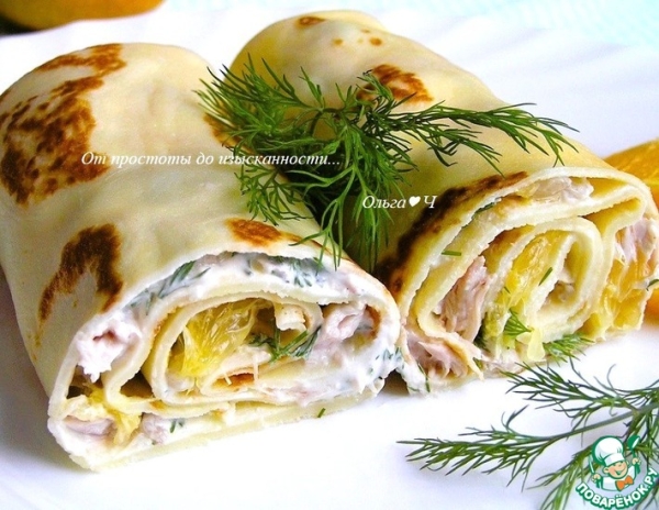 Блинчики с курицей и апельсином