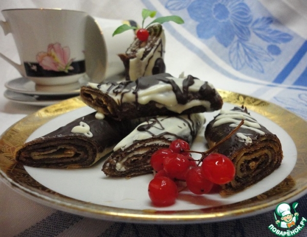 Ванильные блины с шоколадной начинкой