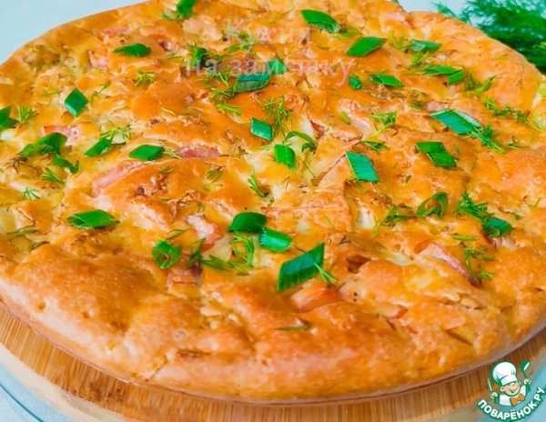 Заливной пирог с пекинской капустой и ветчиной Заливной пирог с пекинской капустой и ветчиной