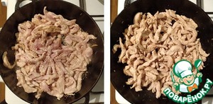 Паста с куриным филе и шампиньонами