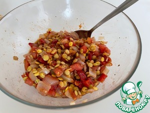 Рагу из баклажанов с зеленой чечевицей