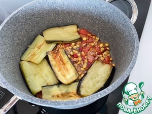 Рагу из баклажанов с зеленой чечевицей