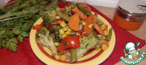 Овощной гарнир с брокколи и кукурузой Овощной гарнир с брокколи и кукурузой