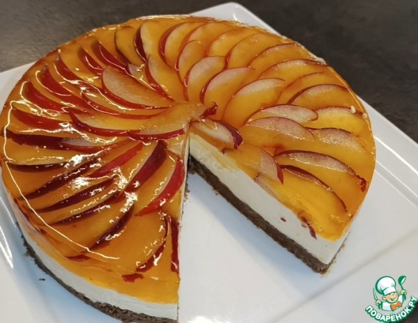 Чизкейк с персиками без выпечки Чизкейк с персиками без выпечки