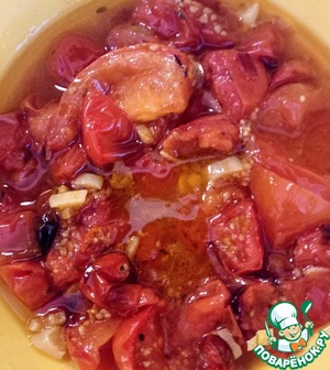 Теплый салат из помидоров, моцареллы и орегано Теплый салат из помидоров, моцареллы и орегано